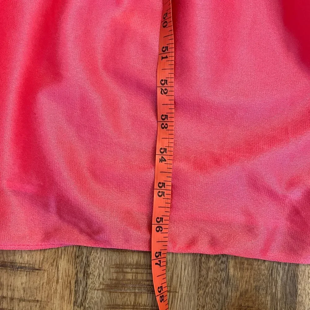 Vintage 70s Maxi Nylon Babydoll Slip Dress M Tiered Coral Pink Nightgown Lingeri
